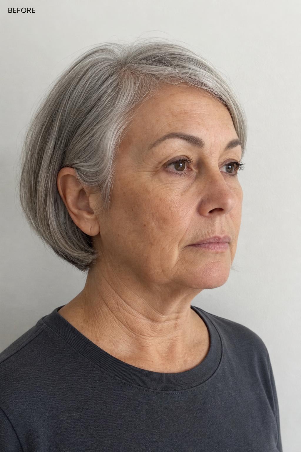Before neck and jawline lift treatment